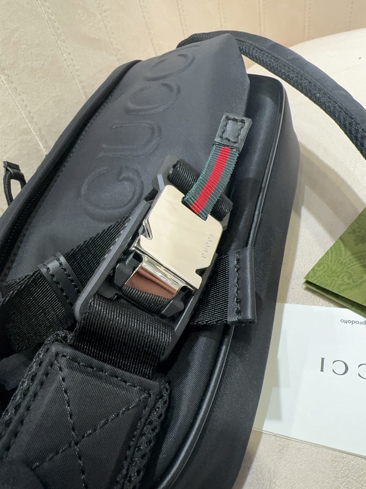 [TOP] GUCCI GG Canvas Crossbody Bag 34*15*10cm - Black