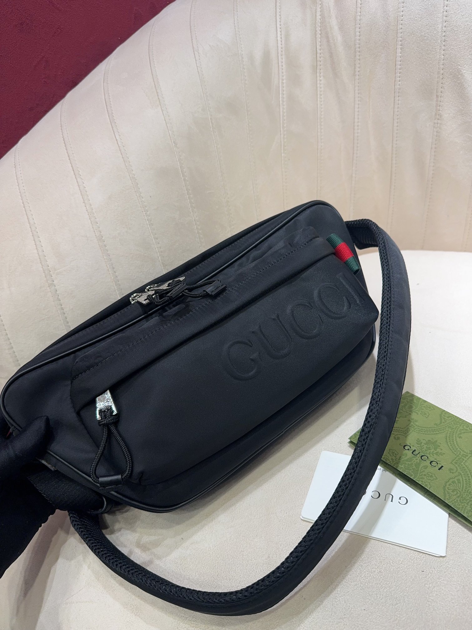[TOP] GUCCI GG Canvas Crossbody Bag 34*15*10cm - Black