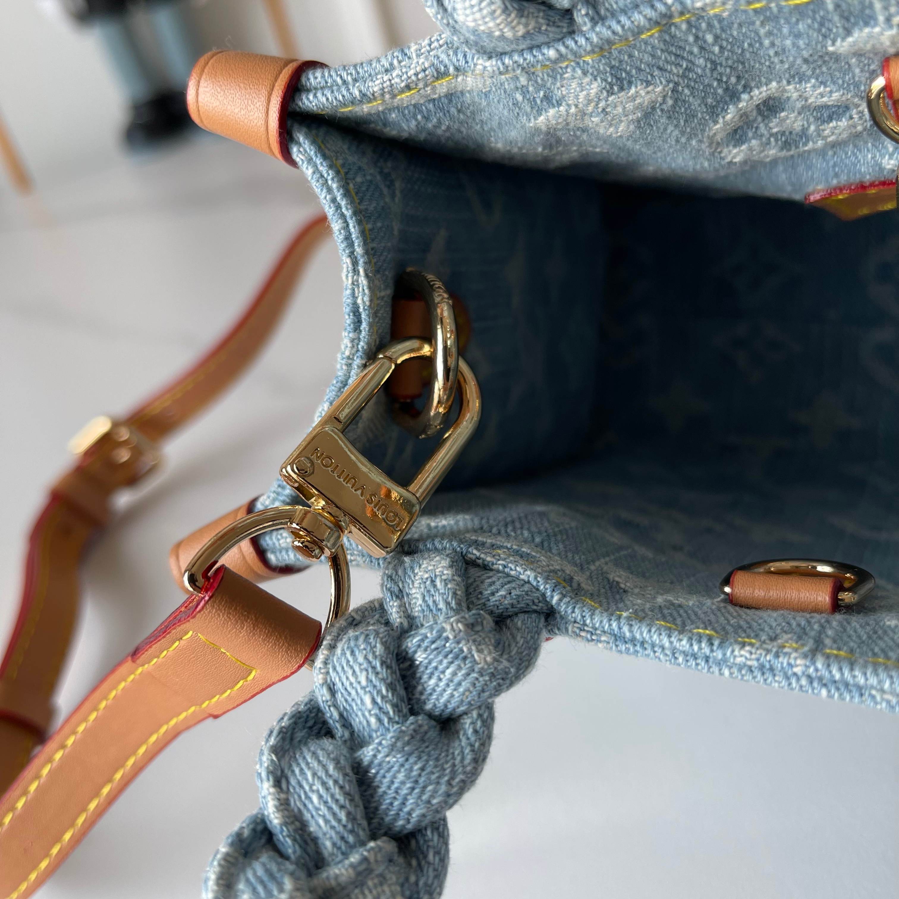 [TOP] Louis Vuitton LV On The Go Bag 18x15x8.5cm/28x23x10.5cm/35x27x14cm - Denim Blue
