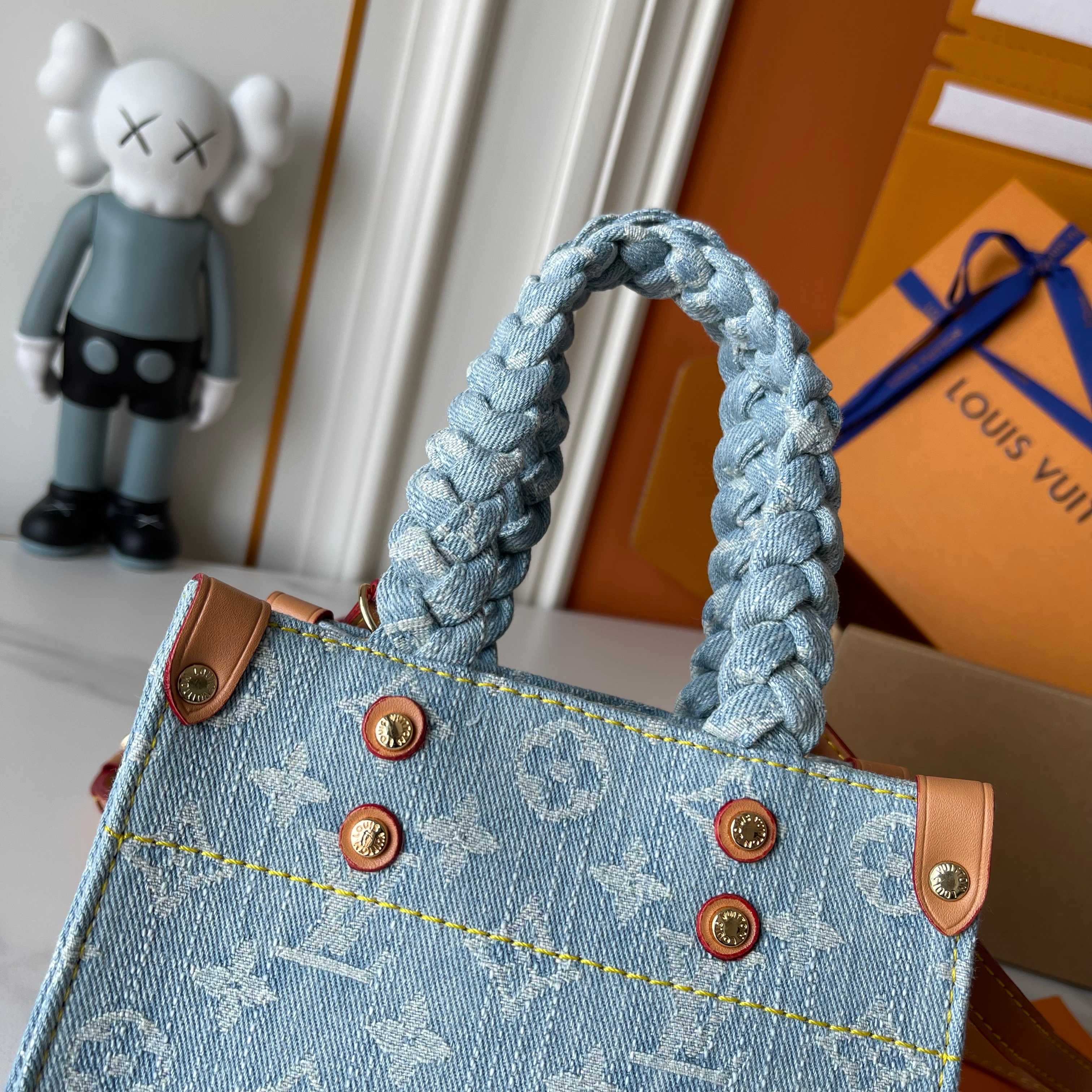 [TOP] Louis Vuitton LV On The Go Bag 18x15x8.5cm/28x23x10.5cm/35x27x14cm - Denim Blue