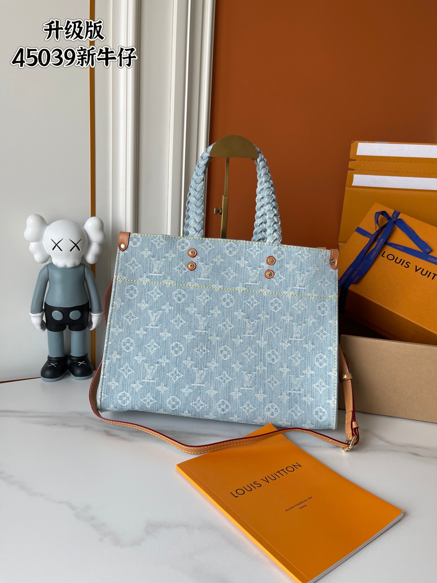 [TOP] Louis Vuitton LV On The Go Bag 18x15x8.5cm/28x23x10.5cm/35x27x14cm - Denim Blue
