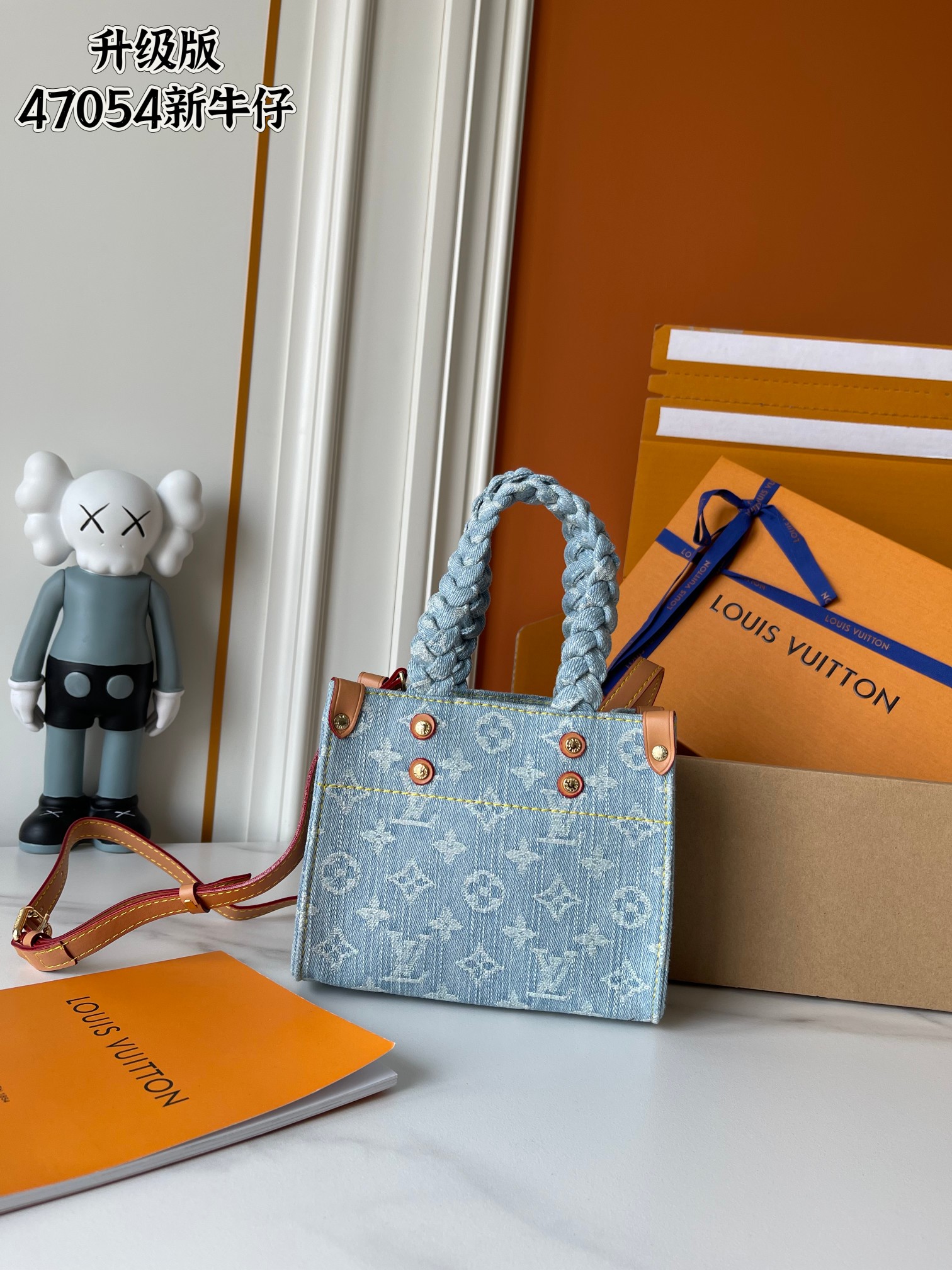 [TOP] Louis Vuitton LV On The Go Bag 18x15x8.5cm/28x23x10.5cm/35x27x14cm - Denim Blue