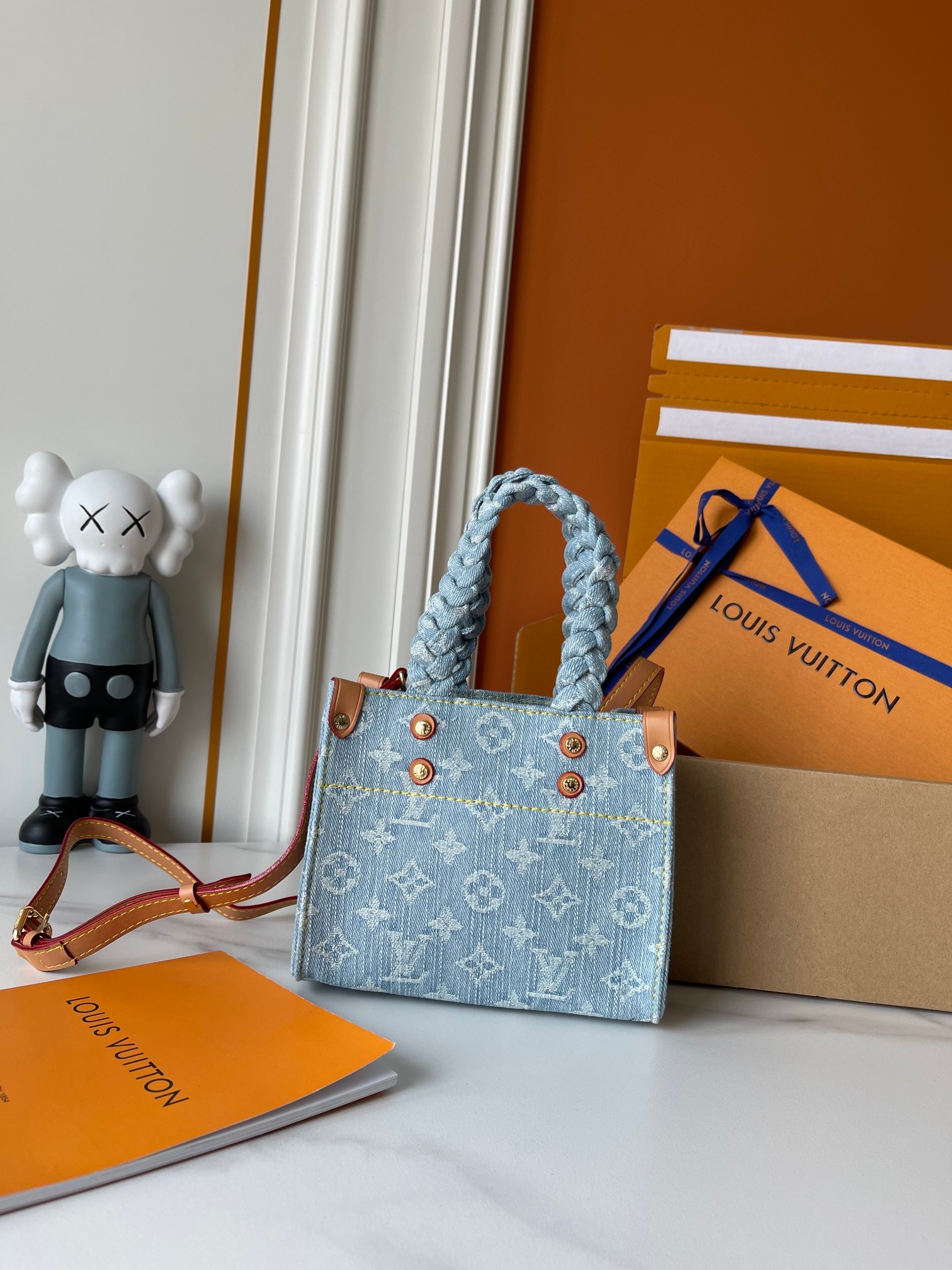 [TOP] Louis Vuitton LV On The Go Bag 18x15x8.5cm/28x23x10.5cm/35x27x14cm - Denim Blue