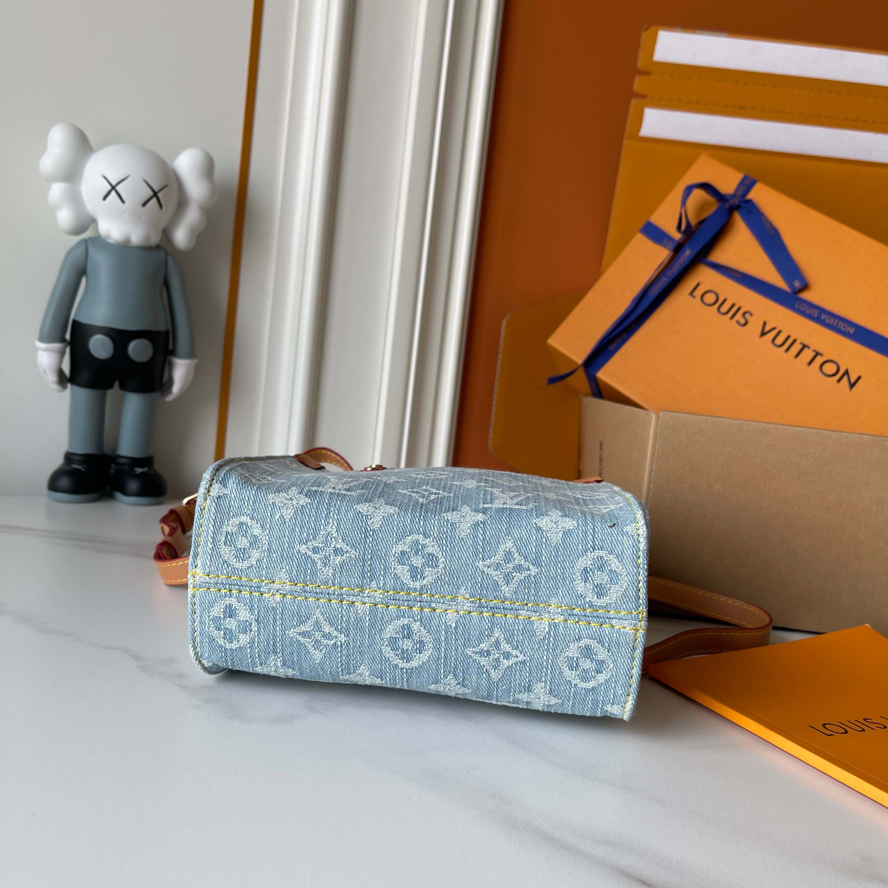 [TOP] Louis Vuitton LV On The Go Bag 18x15x8.5cm/28x23x10.5cm/35x27x14cm - Denim Blue