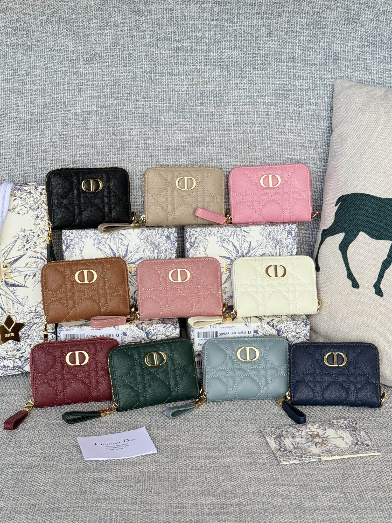 [TOP] Christian Dior Caro Zipper Card Case 11x9cm - 10 Colors