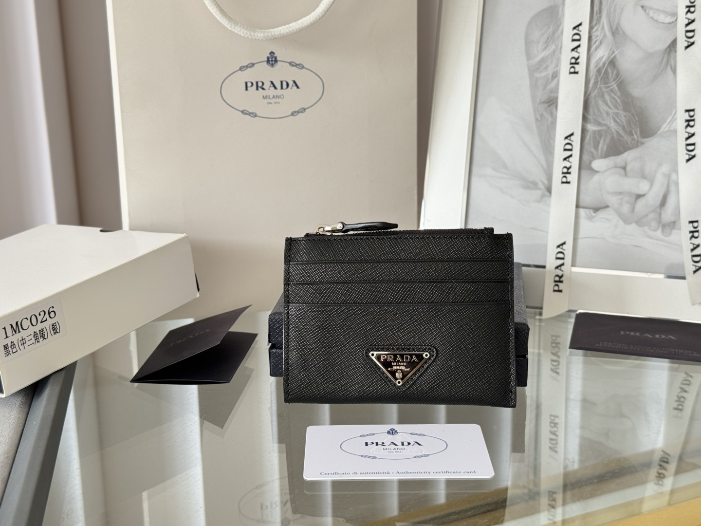 [TOP] PRADA Card Bag Cowhide 12x8.5cm - 4 Colour
