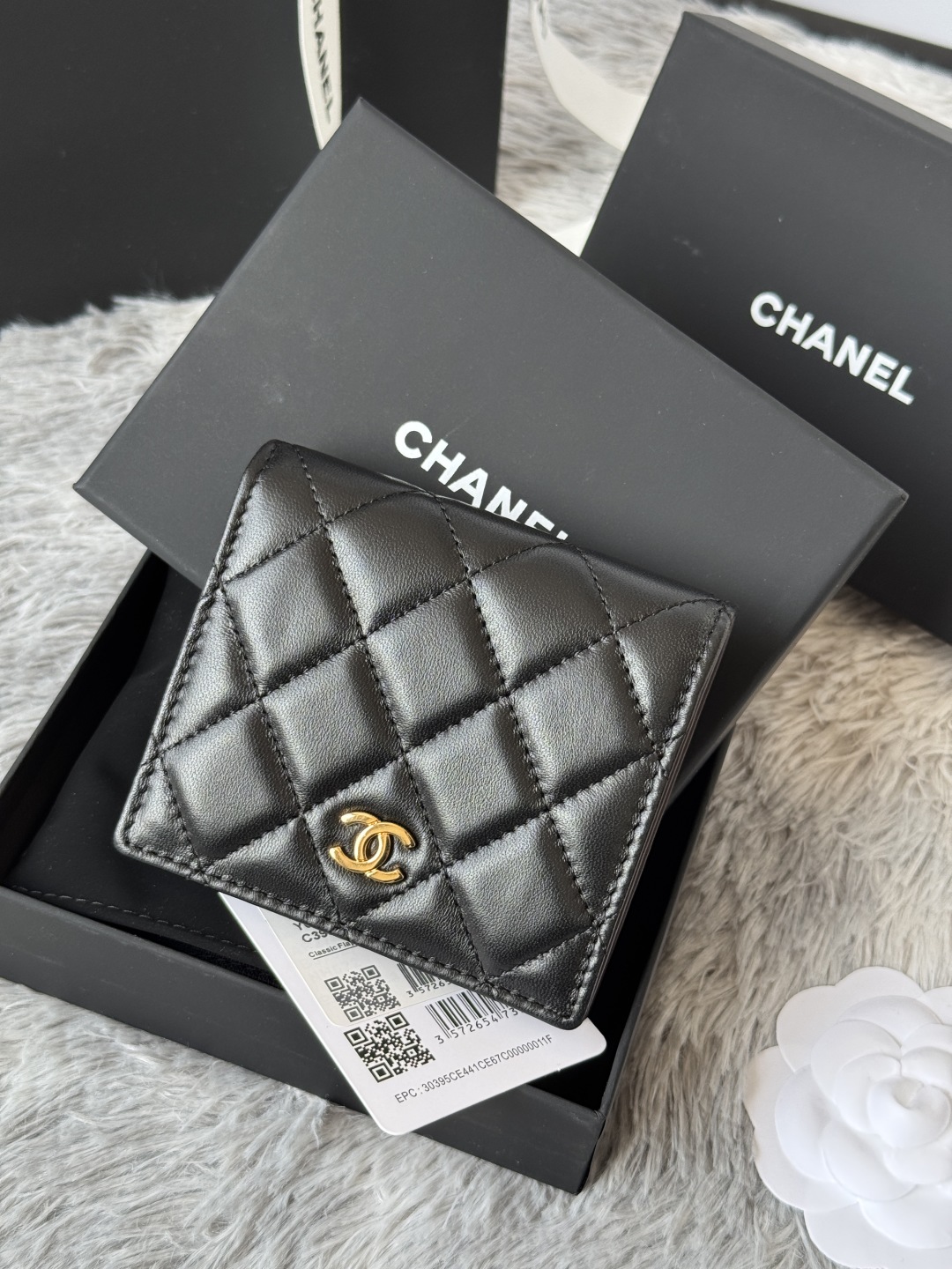 [TOP] CHANEL Wallets Calfskin/Lambskin 12x12x3cm - Black&GHW/SHW