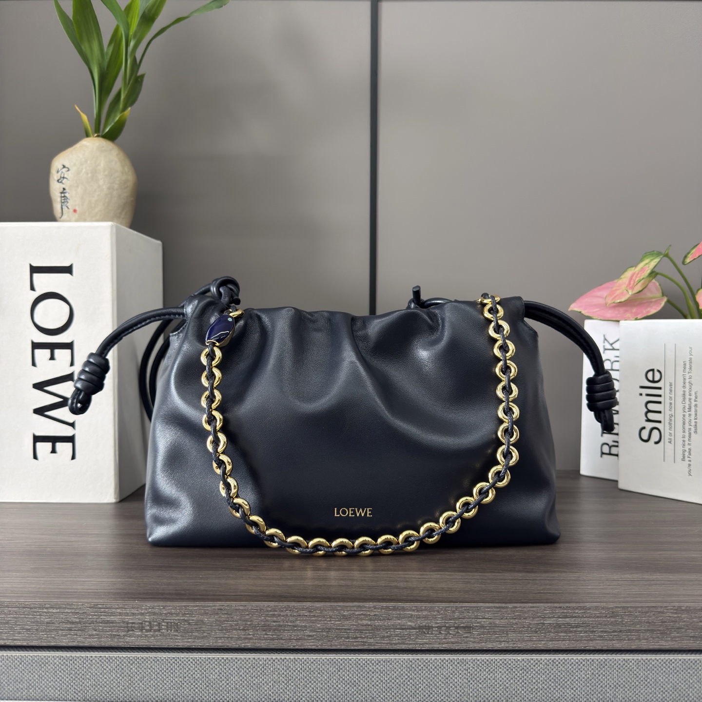 [TOP] LOEWE Flamenco Bag Lambskin 30×10.5×20cm - Navy Blue