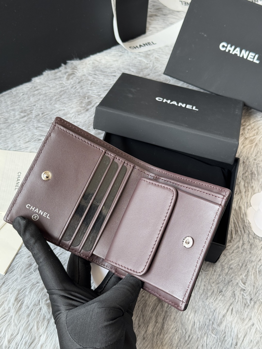 [TOP] CHANEL Wallets Calfskin/Lambskin 12x12x3cm - Black&GHW/SHW