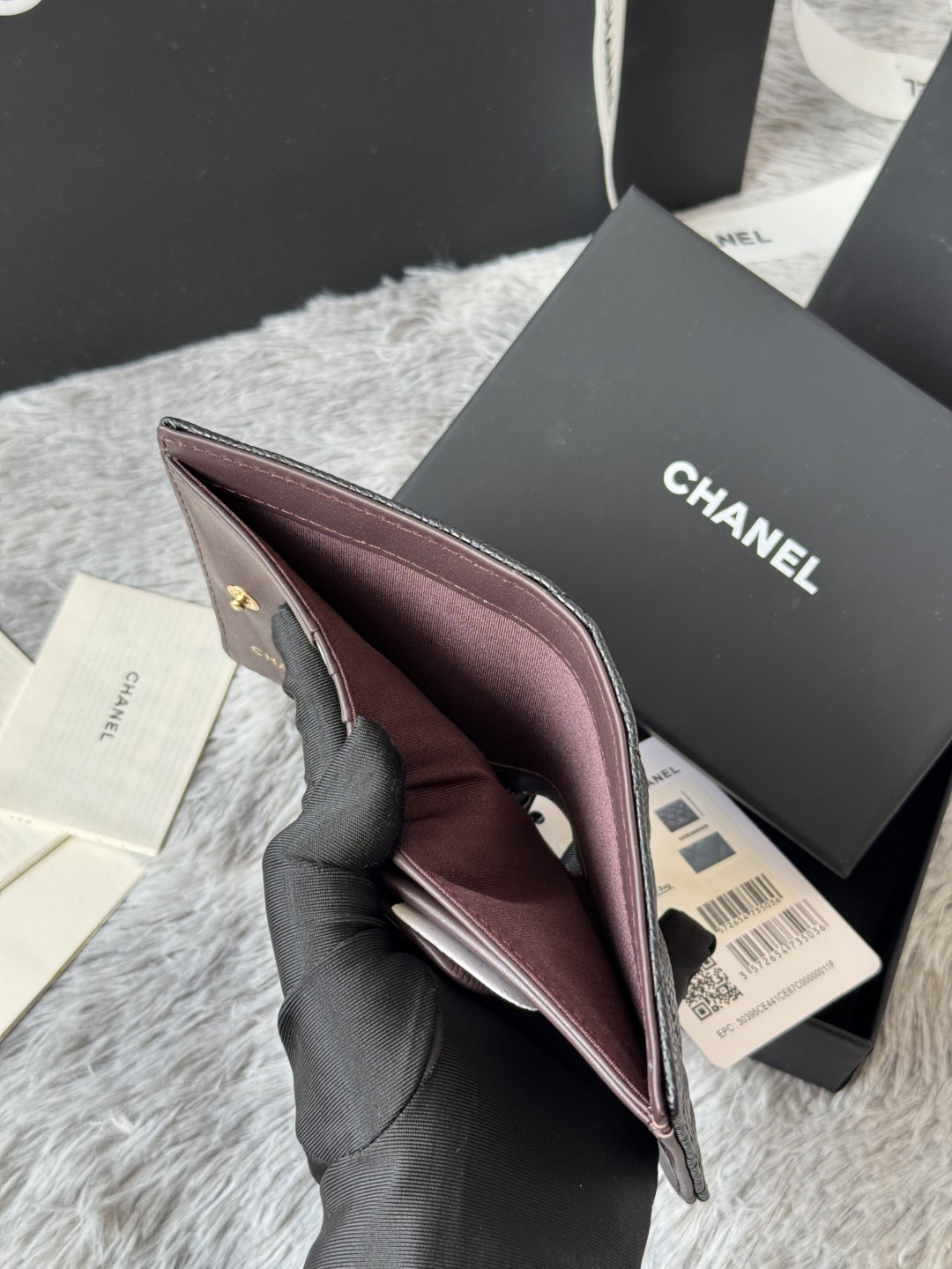 [TOP] CHANEL Wallets Calfskin/Lambskin 12x12x3cm - Black&GHW/SHW