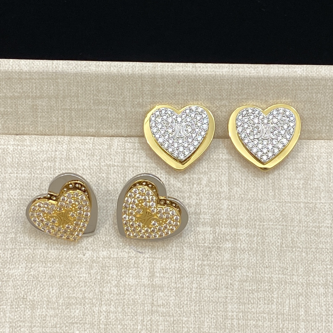 [TOP] CELINE Heart Shape Earrings - 2 Colors
