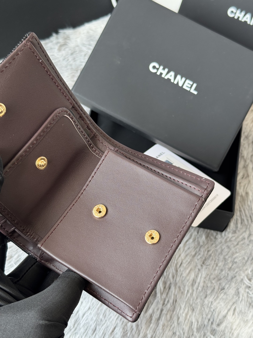 [TOP] CHANEL Wallets Calfskin/Lambskin 12x12x3cm - Black&GHW/SHW