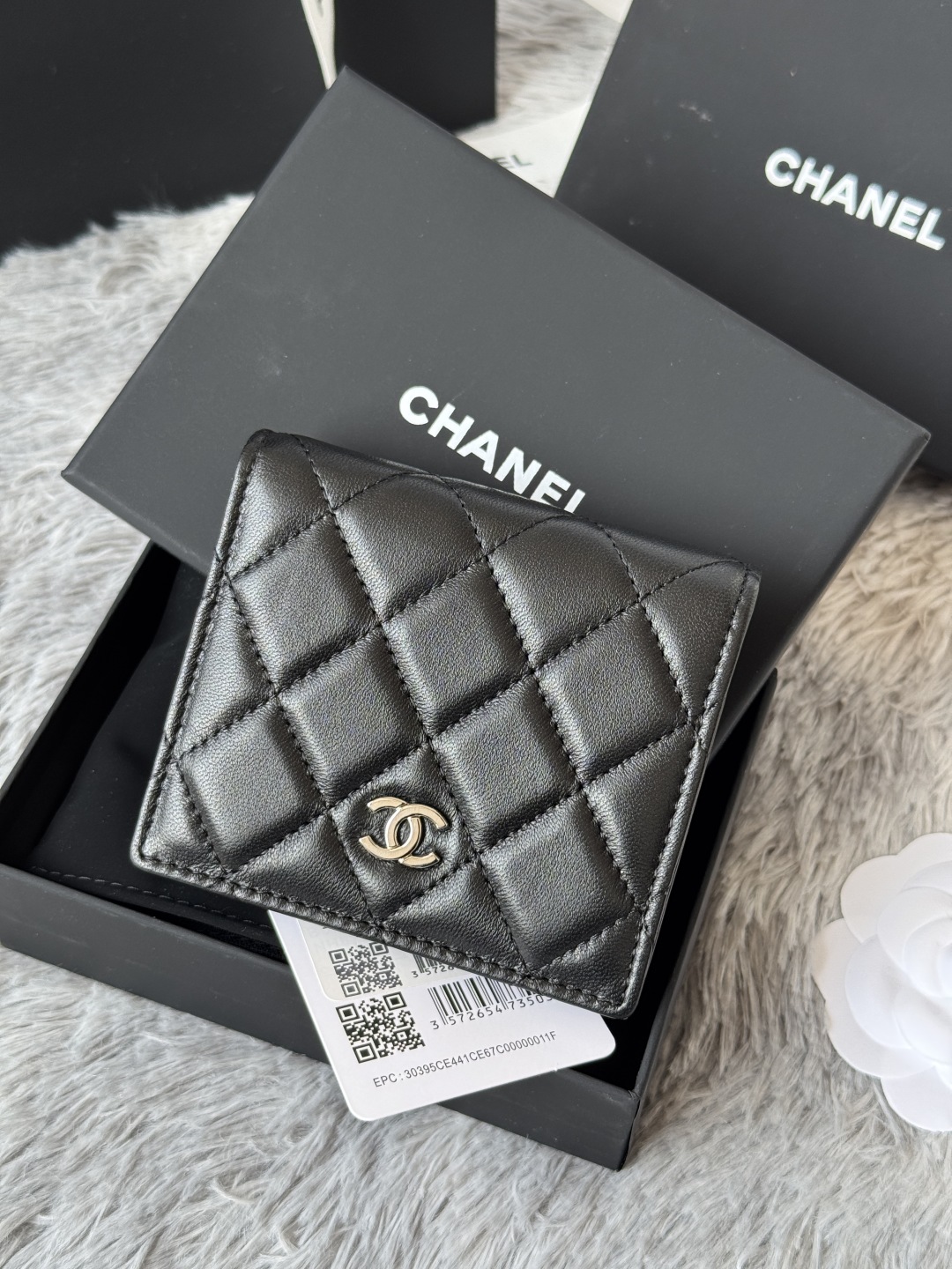 [TOP] CHANEL Wallets Calfskin/Lambskin 12x12x3cm - Black&GHW/SHW