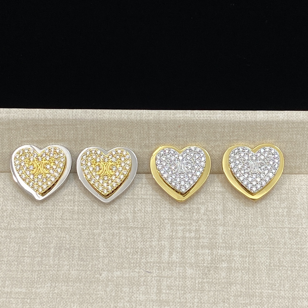 [TOP] CELINE Heart Shape Earrings - 2 Colors