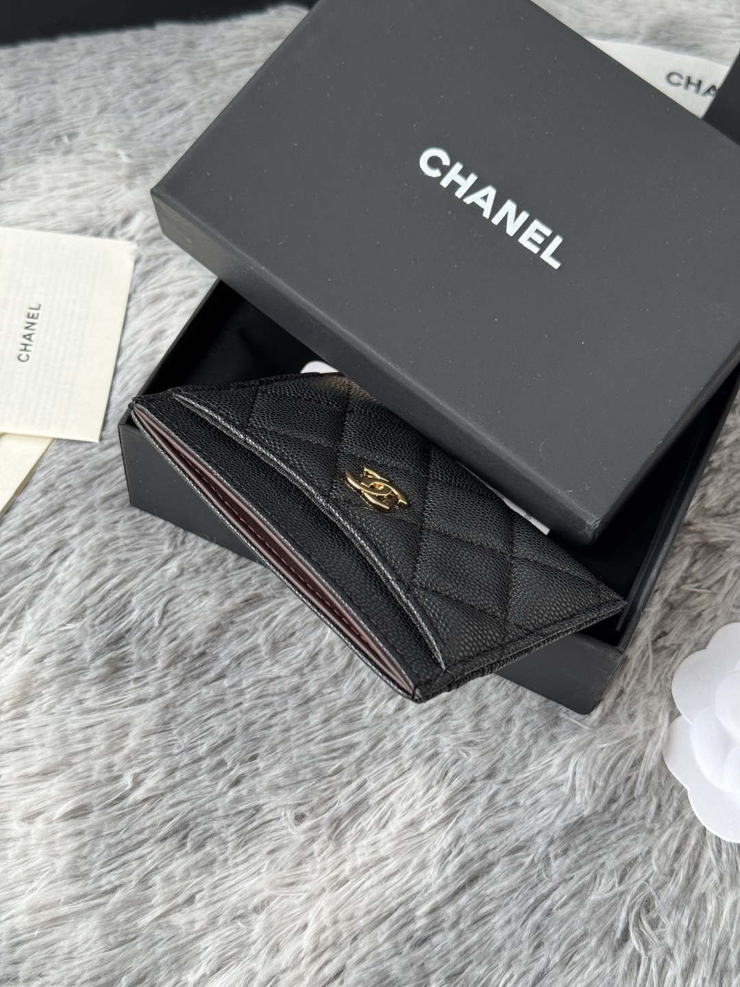 [TOP] CHANEL Card Holder Caviar 11*7.5*1cm - Black & SHW/GHW
