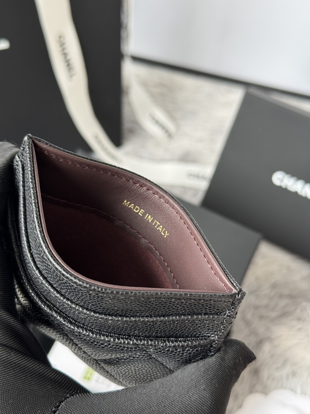 [TOP] CHANEL Card Holder Caviar 11*7.5*1cm - Black & SHW/GHW