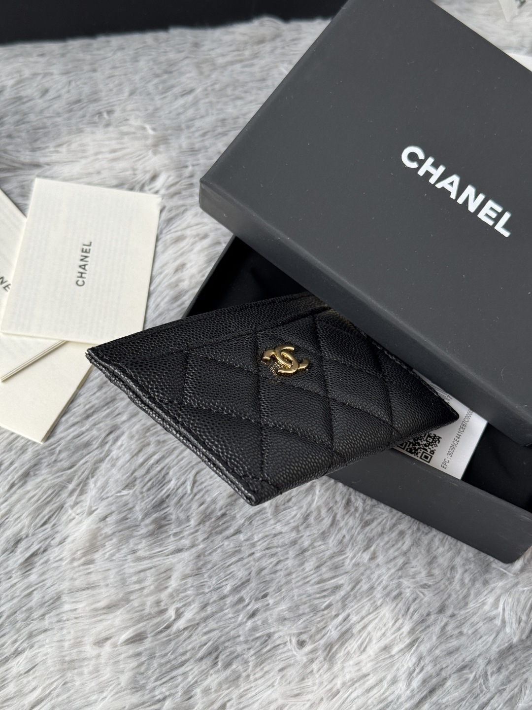 [TOP] CHANEL Card Holder Caviar 11*7.5*1cm - Black & SHW/GHW