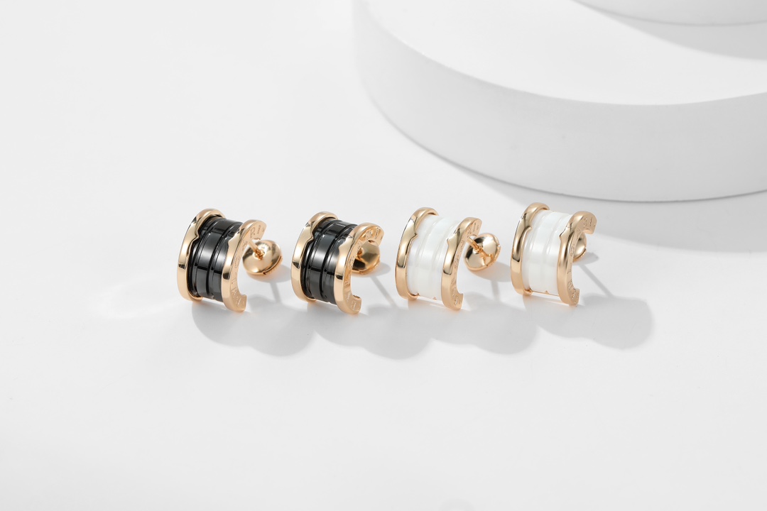 [TOP] BVLGARI Black and White Ceramic Earrings