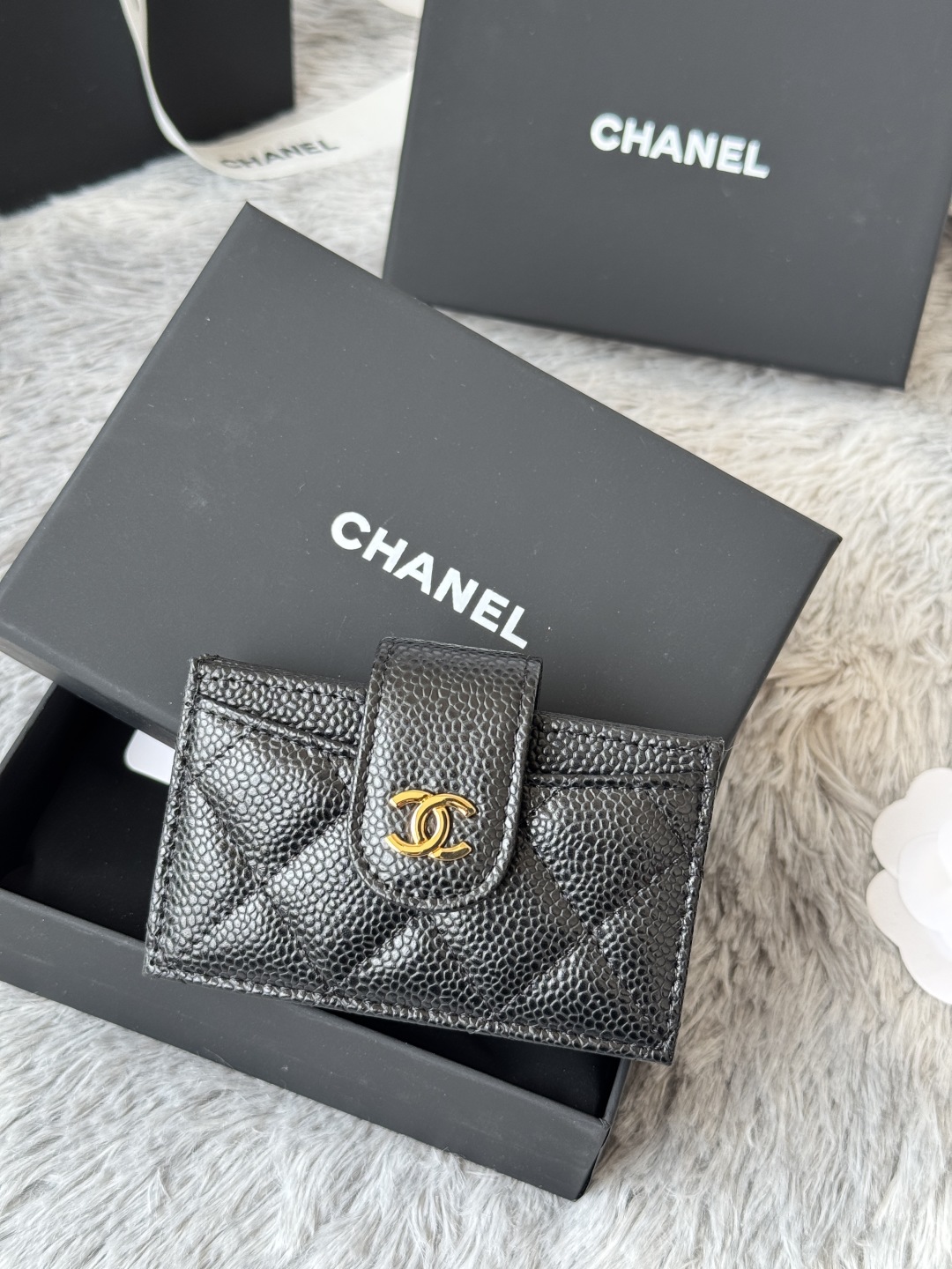 [TOP] CHANEL Cardholder Lambskin/Calfskin 10.4×7×2cm - GHW&SHW - Black