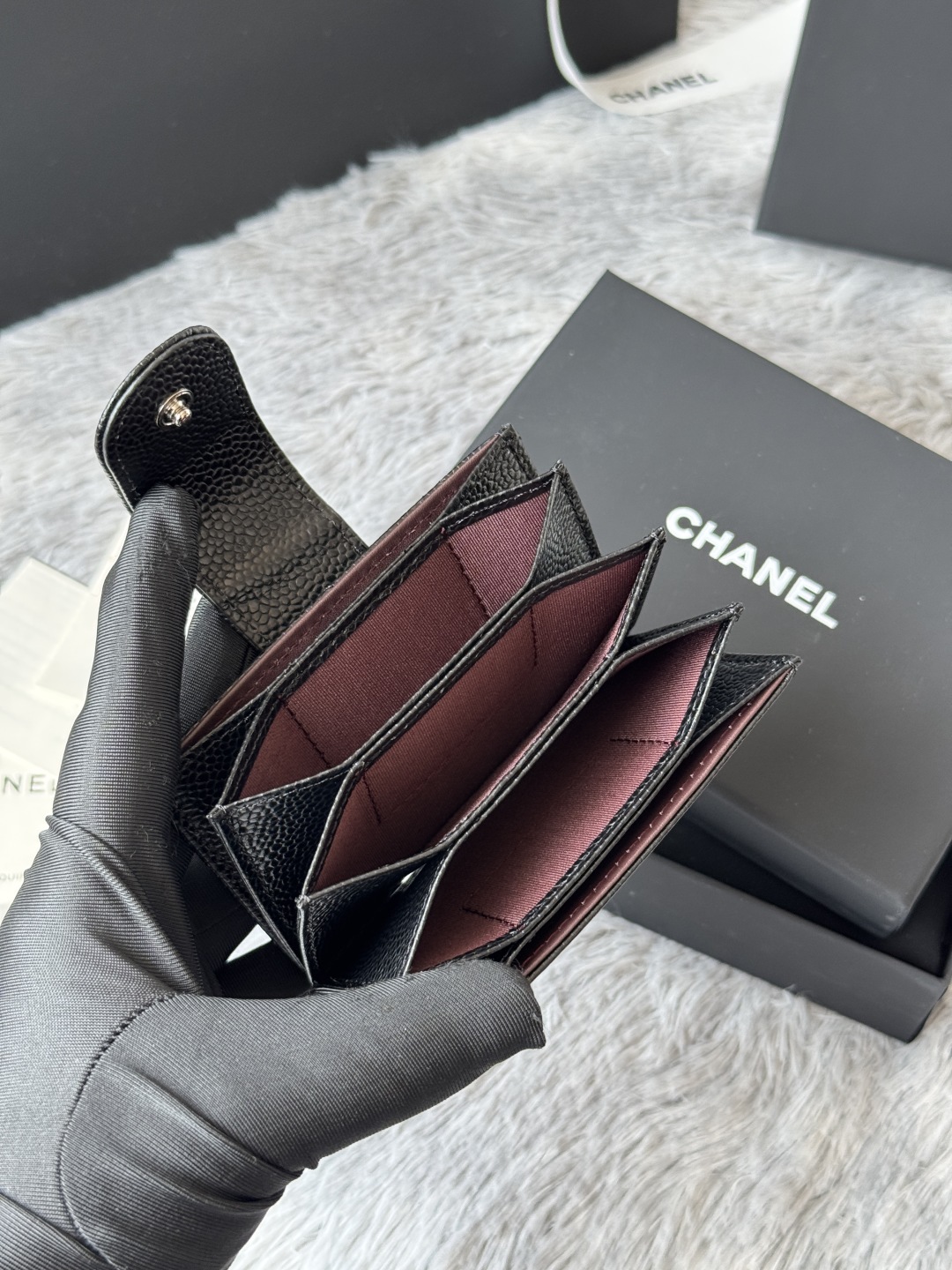 [TOP] CHANEL Cardholder Lambskin/Calfskin 10.4×7×2cm - GHW&SHW - Black