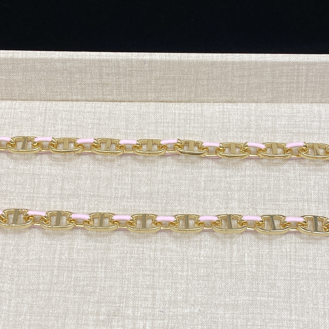 [TOP] Christian Dior Logo Bracelet + Necklace Set - Gold