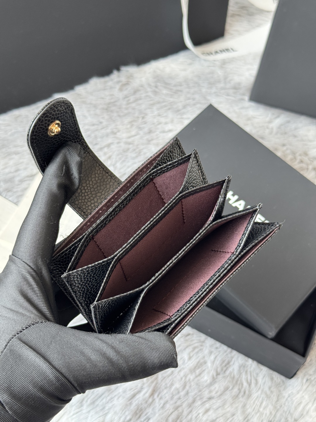 [TOP] CHANEL Cardholder Lambskin/Calfskin 10.4×7×2cm - GHW&SHW - Black