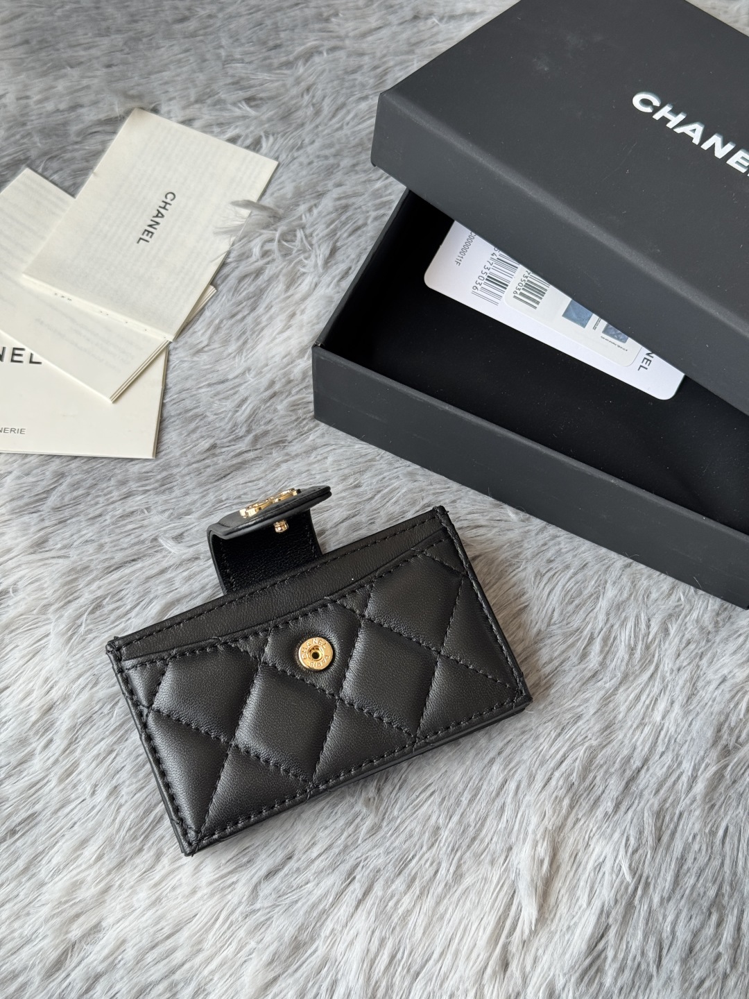 [TOP] CHANEL Cardholder Lambskin/Calfskin 10.4×7×2cm - GHW&SHW - Black
