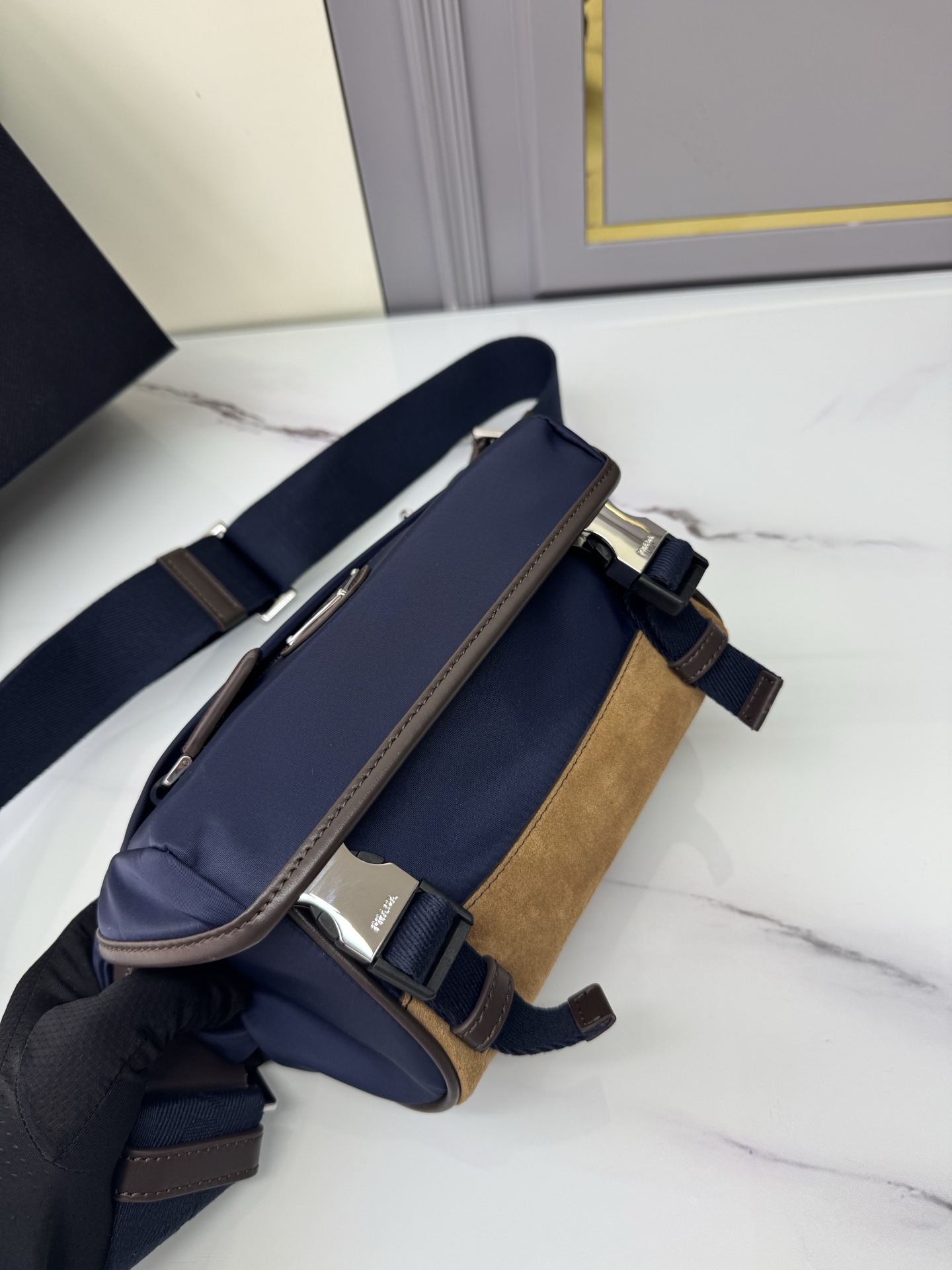 [Top] PRADA Mini Messenger Bag 20*13*9cm - Blue