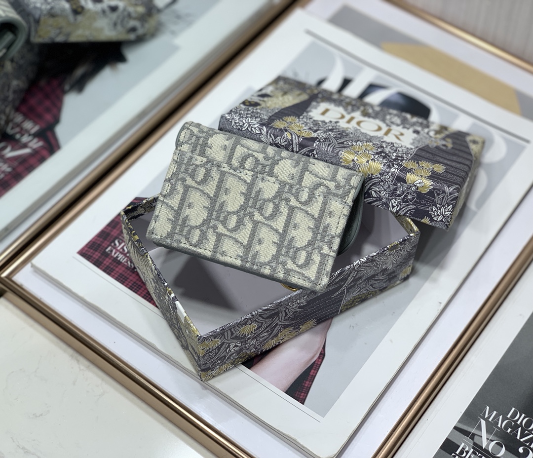 [TOP] Christian Dior Saddle Lotus Wallet 10.5cm- Grey