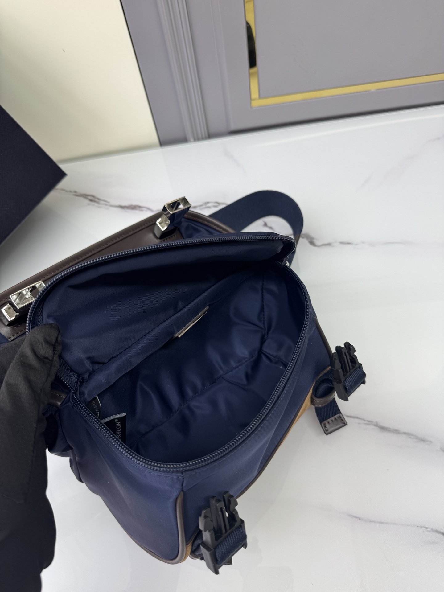 [Top] PRADA Mini Messenger Bag 20*13*9cm - Blue