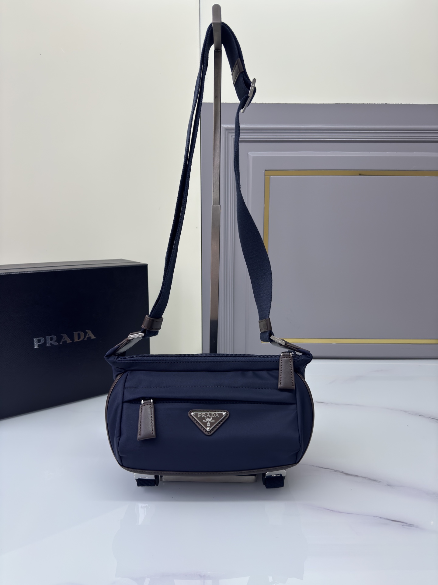 [Top] PRADA Mini Messenger Bag 20*13*9cm - Blue