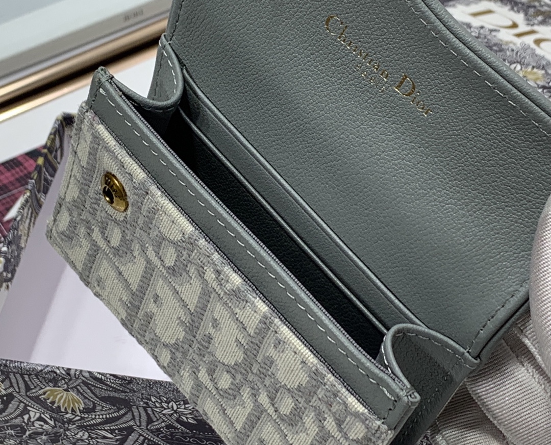 [TOP] Christian Dior Saddle Lotus Wallet 10.5cm- Grey