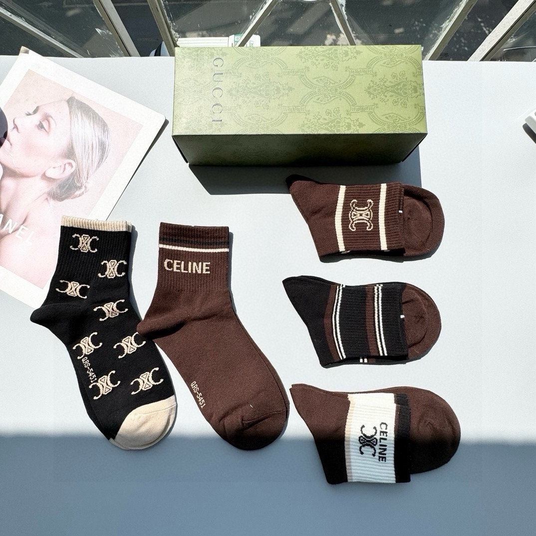 [TOP] CELINE Socks - 5 Pieces as a Set
