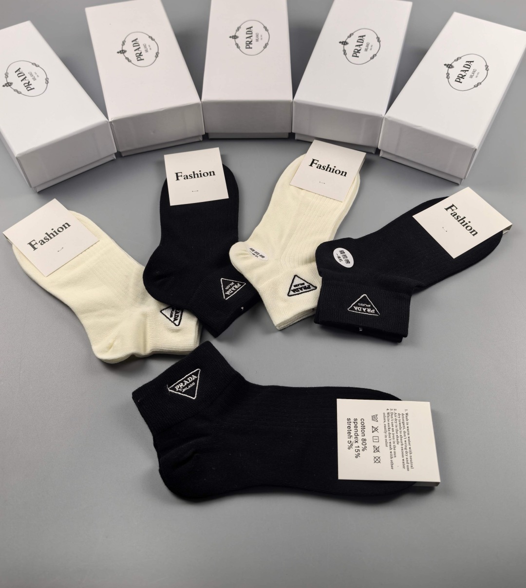 [TOP] PRADA Short Style Socks - 5 Pieces as a Set