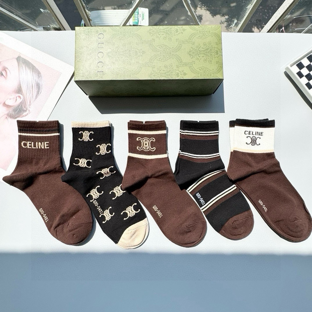 [TOP] CELINE Socks - 5 Pieces as a Set