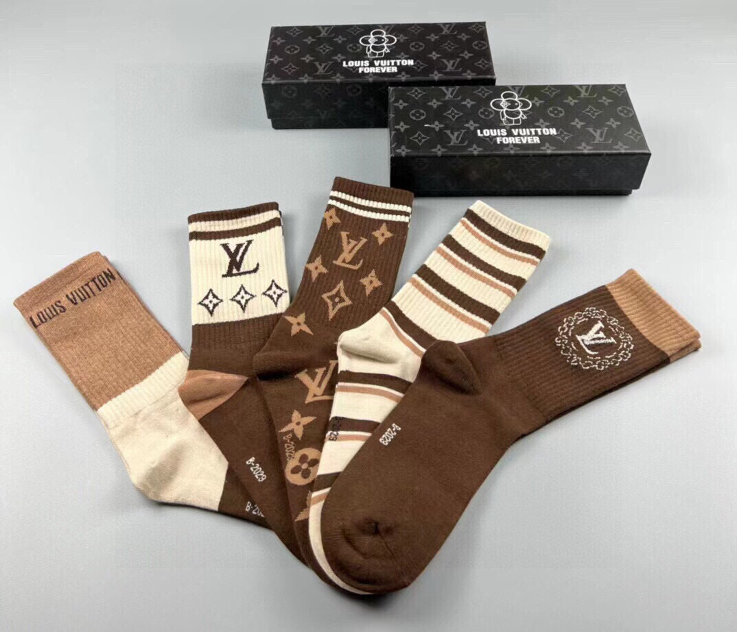 [TOP] Louis Vuitton Socks - 5 Pieces as a Set