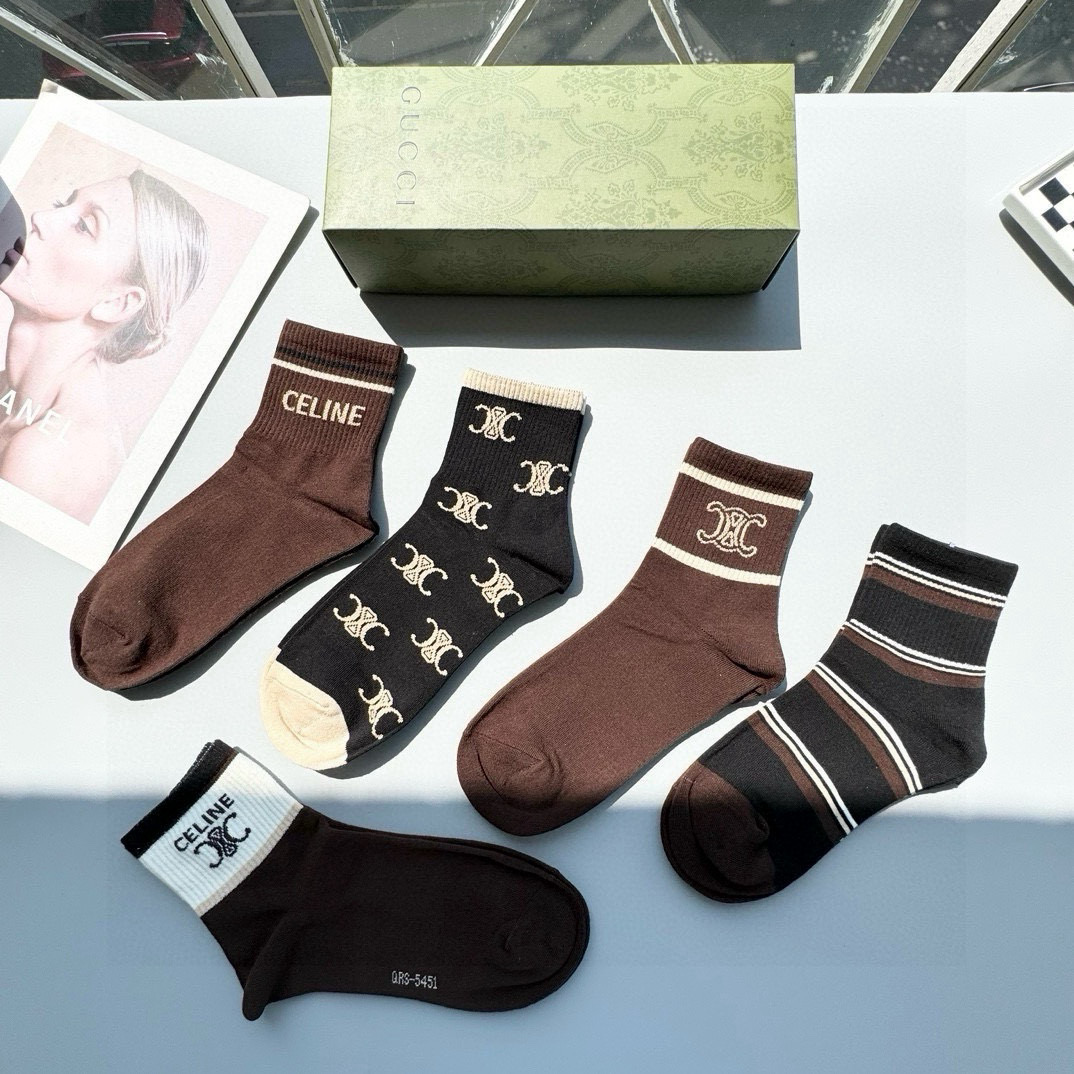 [TOP] CELINE Socks - 5 Pieces as a Set
