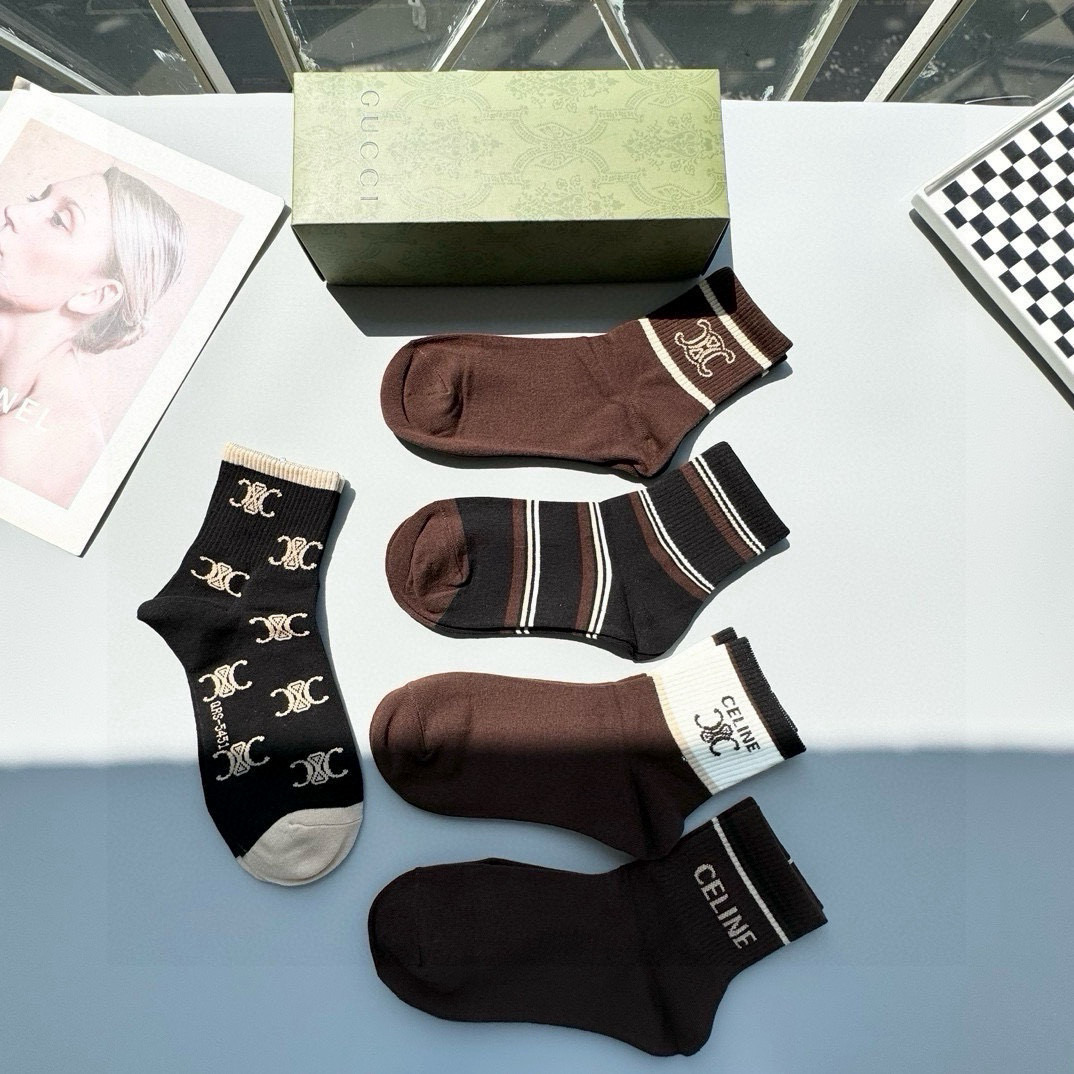[TOP] CELINE Socks - 5 Pieces as a Set