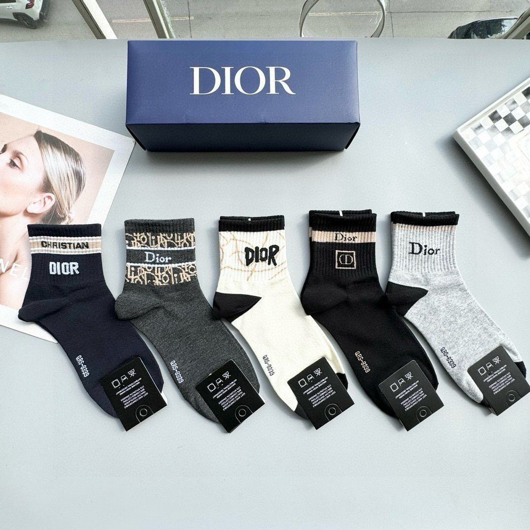 [Top] Christian Dior Socks - 5 Pieces as a Set