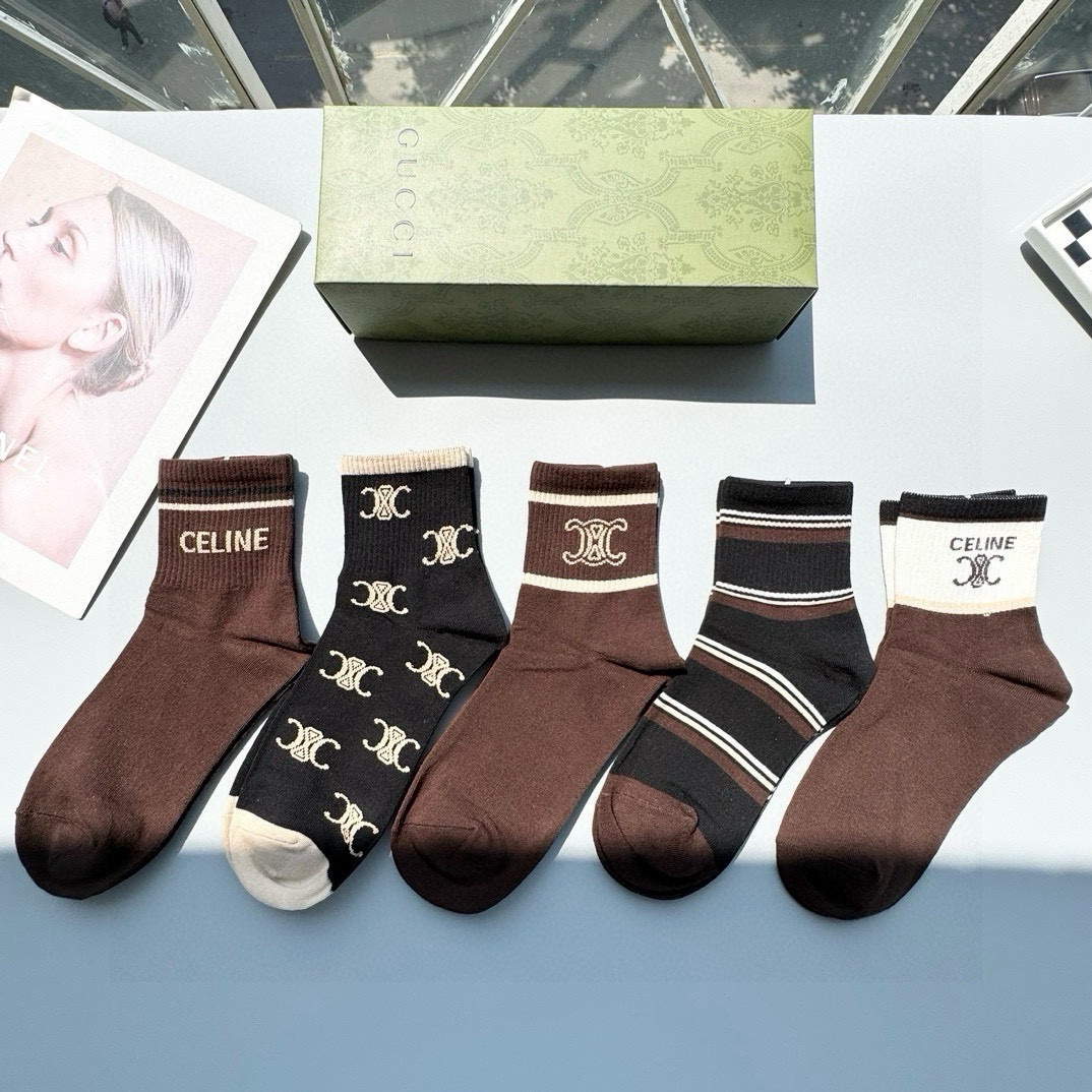 [TOP] CELINE Socks - 5 Pieces as a Set