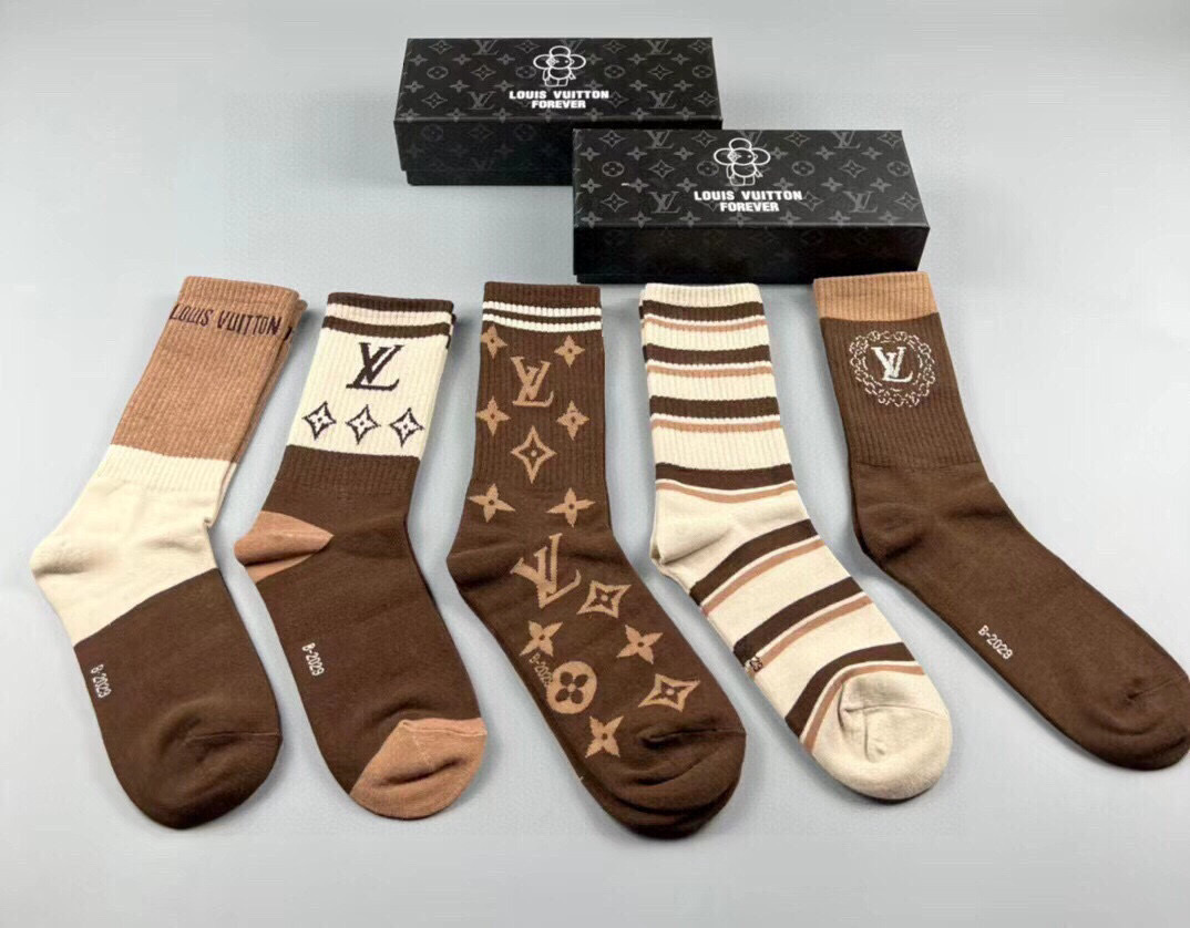 [TOP] Louis Vuitton Socks - 5 Pieces as a Set
