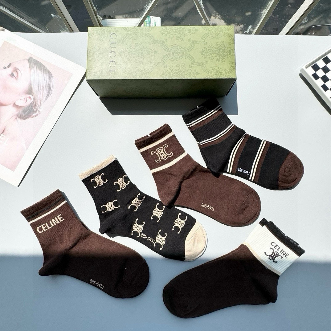 [TOP] CELINE Socks - 5 Pieces as a Set