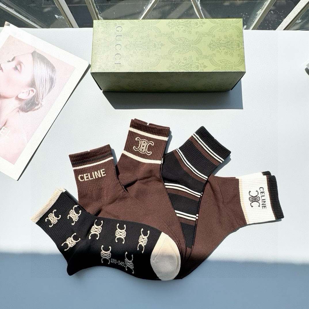 [TOP] CELINE Socks - 5 Pieces as a Set