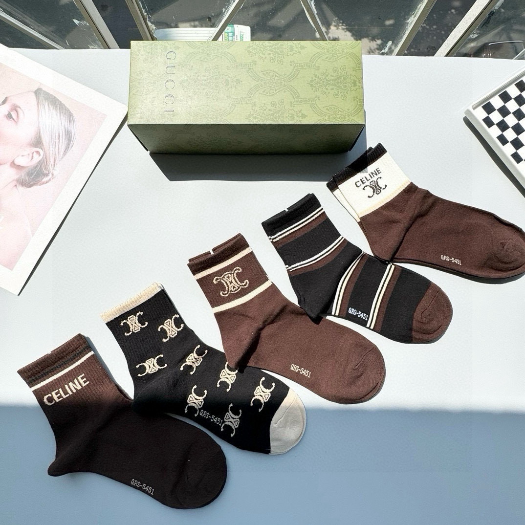 [TOP] CELINE Socks - 5 Pieces as a Set