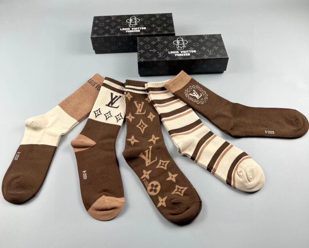 [TOP] Louis Vuitton Socks - 5 Pieces as a Set