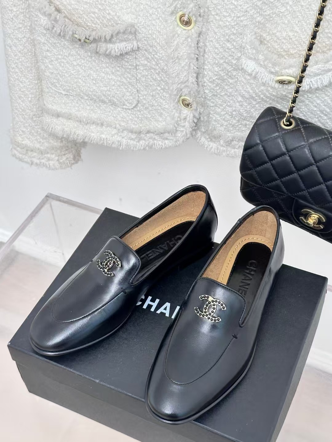 [TOP] CHANEL New Lefu Shoes With Genuine Leather Sole - Black