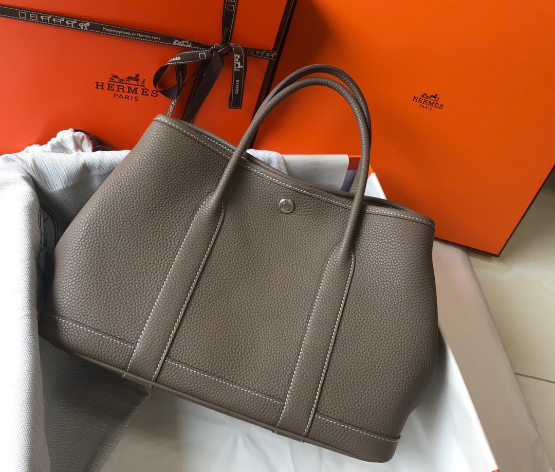 [TOP] HERMES Garden Party Bags Leather - Étoupe