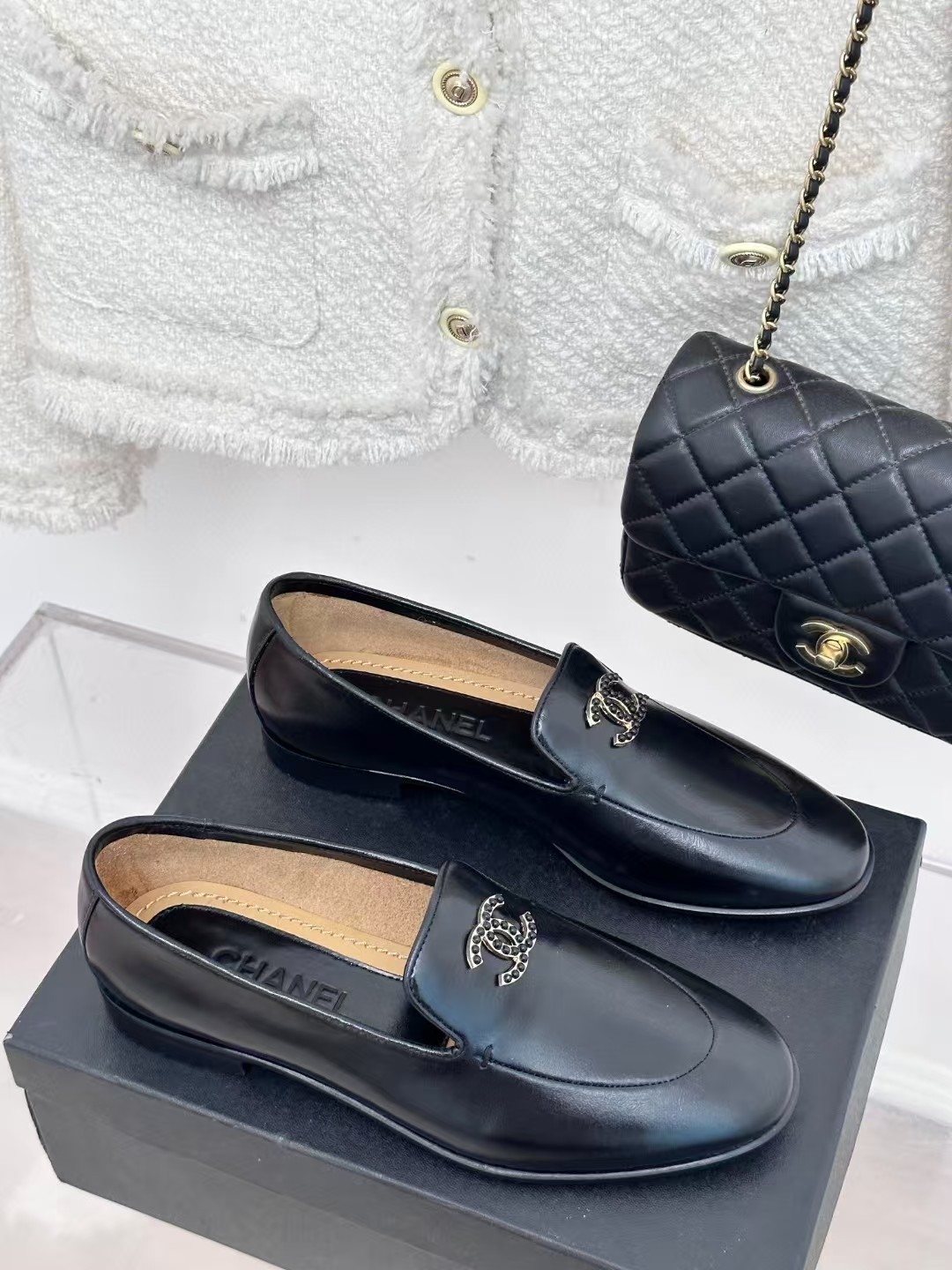 [TOP] CHANEL New Lefu Shoes With Genuine Leather Sole - Black