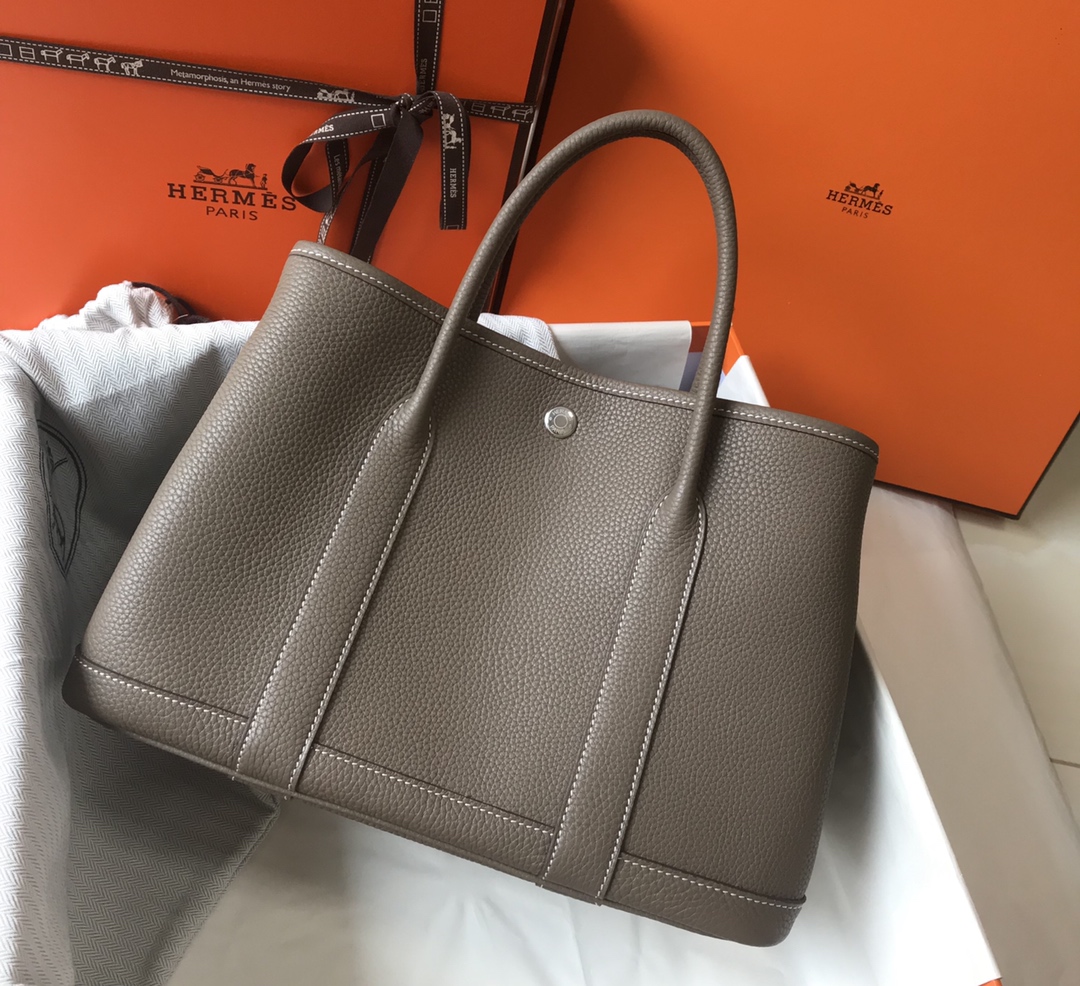 [TOP] HERMES Garden Party Bags Leather - Étoupe