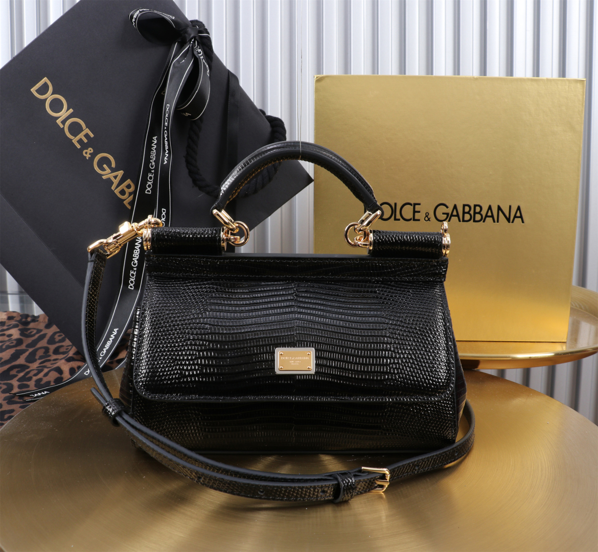 [TOP] Dolce & Gabbana D&G Sicily Bag Cowhide Lizard Pattern 18x11x6cm - 6 Color